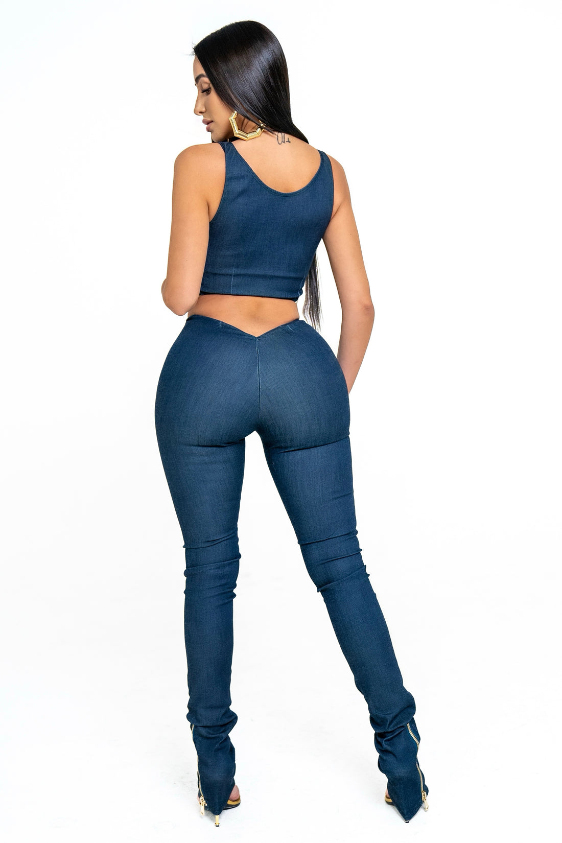 cassie denim pant set